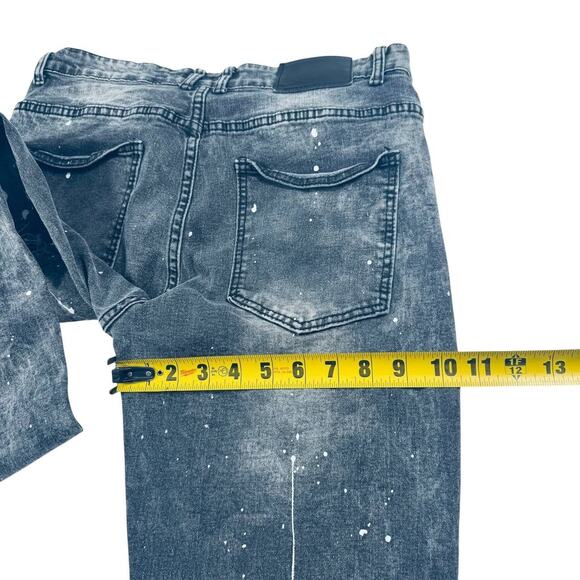 Encrypted Men’s Jeans 34x32 Black Distressed Paint Splatter Savage Graphic Denim - Picture 4 of 6